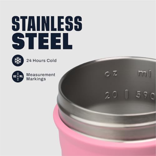 BlenderBottle Sport Flip Stainless Steel Shaker Bottle 24 oz Pink