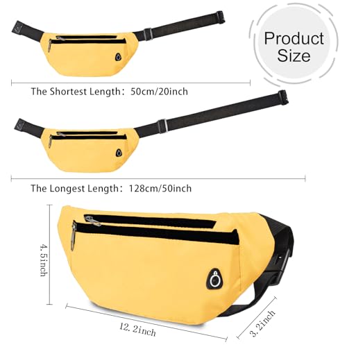 Fanny Pack for Women Men,Crossbody Water Resistant Sports Waist Bag Pack - color: 1pack-yellow