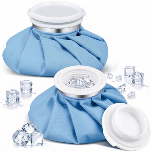 Honoson Reusable Ice Bags for Injuries 2 Pack, 6” Hot & Cold Ice Packs, Leak Proof Cold Compress for Pain Relief, Swelling, Sprains, Headache, Fever & Summer Cooling Relief, Toothache(Blue) - color: Blue