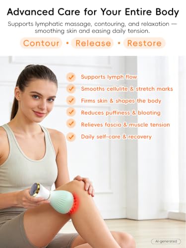 Lymphatic Drainage Massager for Body & Legs – Electric Handheld Body Massager with 12 Levels & Multi-Mode Massage, Helps Support Circulation, Smooth the Look of Cellulite & Relax Muscles