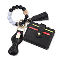 BVGA Wristlet Keychain Bracelet Wallet, Silicone Bead keyring Bangle for Women - color: A:black-white