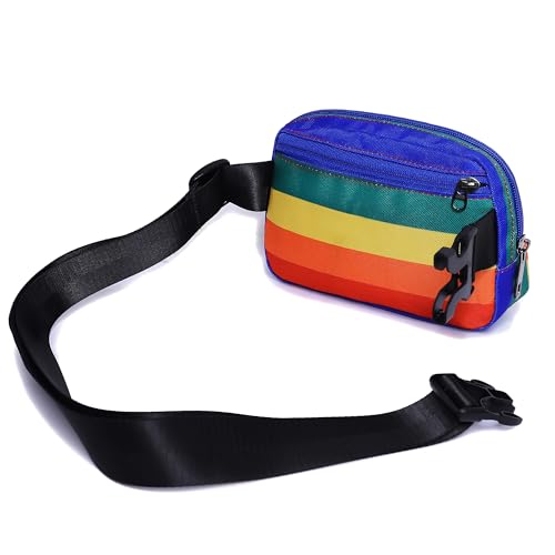 Ausion Fanny Pack Waist Bag for Men&Women Adjustable Belt Hip Bum Bag Fashion Water Resistant Hiking Waist Bag for Traveling Casual Running Hiking Cycling - color: upgraded rainbow