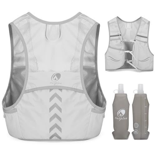 Hydration Running Vest with 2pcs 500ml/17oz Water Bottles, M/L - color: Gray, size: L: 35.4" - 49.2"