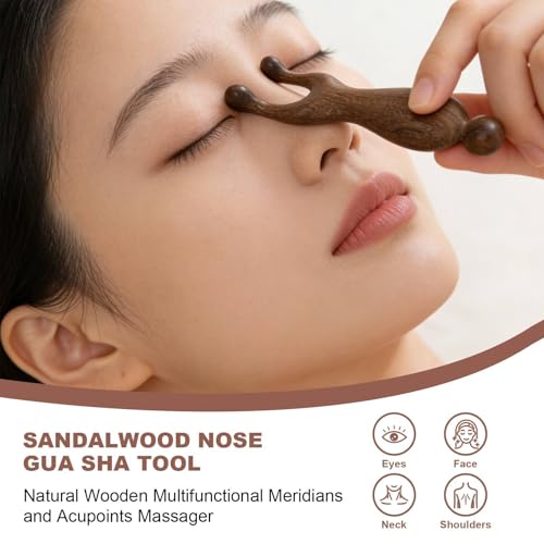 Sandalwood Nose Gua Sha Tool Wooden Meridian Acupoint Massager