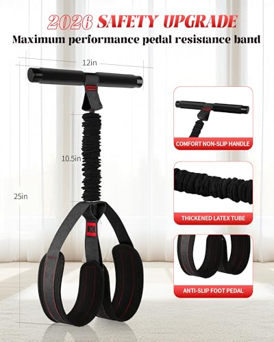 Pedal Resistance Bands with Handles, 2026 Upgraded 55LBS Exercise Bands - color: Black