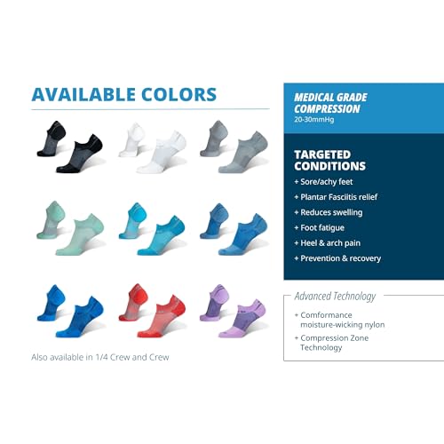 OS1st FS4 Plantar Fasciitis No Show Compression Socks - color: White, size: Large