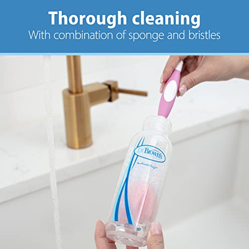 Dr. Brown's Reusable Sponge Baby Bottle Cleaning Brush Set with Suction Cup Stand, Scrubber and Nipple Cleaner, Pink (Pack of 18) - color: Pink Bottle Brush, size: 18-Pack