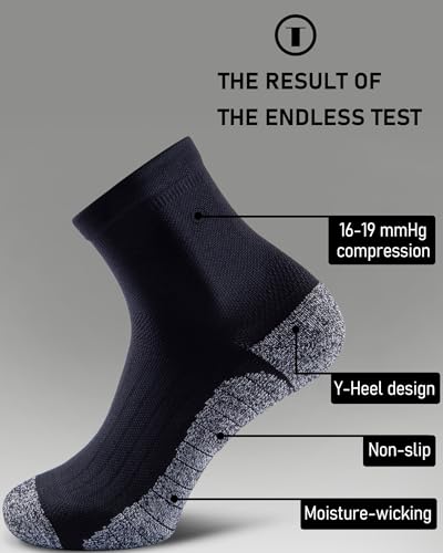 Quarter Compression Socks for Men Women, Cushioned Running Hiking Socks - color: Black (4 Pairs), size: Small