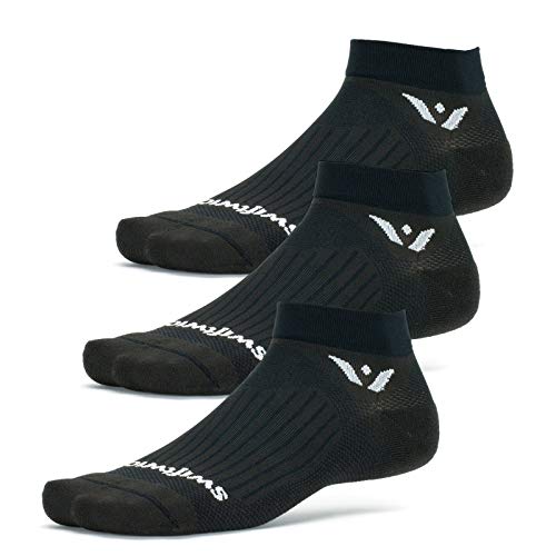 Swiftwick ASPIRE Ankle Socks, Running & Cycling, 3-Pack, Men & Women - color: Black, size: Small