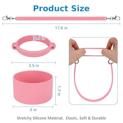 Accmor Water Bottle Handle, Silicone Water Bottle Sling, Water Bottle Carrier Holder with Strap and Boot Compatible with Stanley Cup Accessories - color: pink
