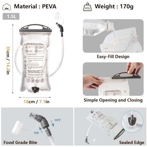 JEELAD Hydration Backpack Lightweight Vest for Hiking Trail Running Gear Cycling Marathon for Women Men - color: E - White (10L) - with 1.5L PEVA Water Bladder