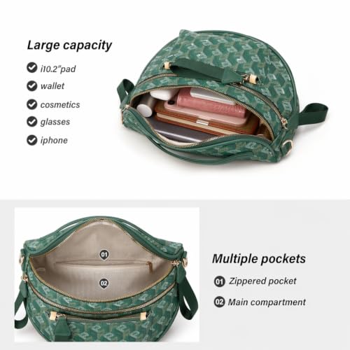Makes Checkered Crossbody Bag Bum Bag for Women with Pouch - color: Green P