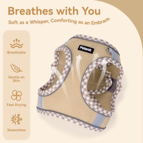 Petank Step in Dog Harness No Pull and Leash for Small Medium Dogs Cats. - color: Brown, size: XXS