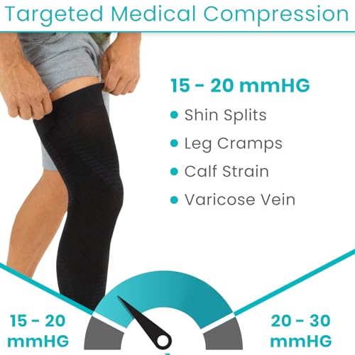 Vive Full Leg Compression Sleeves for Men & Women (Pair) - Knee, Calf - size: X-Large