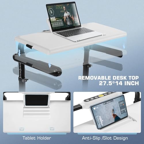 ANCHEER Walking Pad with Incline - Under Desk Treadmill with Handle Bar - color: White