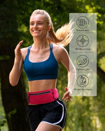 WATERFLY Running Belt Fanny Pack, Runner Race Belt with Bib Clip Pink - color: Pink