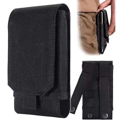 Outdoor Molle Tactical Phone Pouch 5.5-7.5 inches Cell Phone Waist Bag Sports Running Hiking Camping Hunting Portable Mobile Phone Belt Holder Utility Carry Pouch (Khaki)