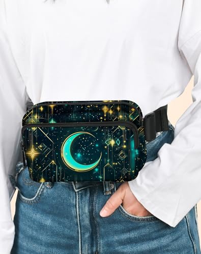 Moon Fanny Pack Fashion Belt Bag Lightweight Waist Pouch with Adjustable Strap Mini Crossbody Bags for Women Travel Sports Running - color: Light Green