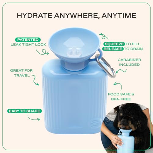 Springland 44oz Classic Portable Dog Water Bottle with Built-in Bowl, Blue - color: Sky Blue, size: 44oz Growler