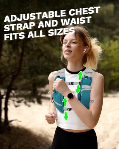 Running Vest for Women and Men, Hydration Running Backpack, Runners Vest, Hydration Vest, with Front Phone Holder, Adjustable Chest and Waist Strap - color: Dark Green, size: Only Backpack