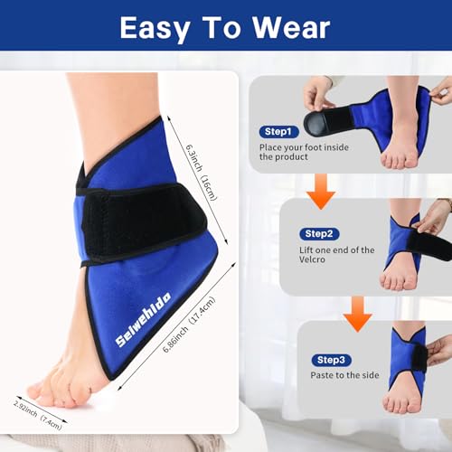 Ankle Ice Pack Wrap, Gel Hot Cold Compress for Heel Swelling Pain Relief - color: Blue-2 Packs, size: Standard