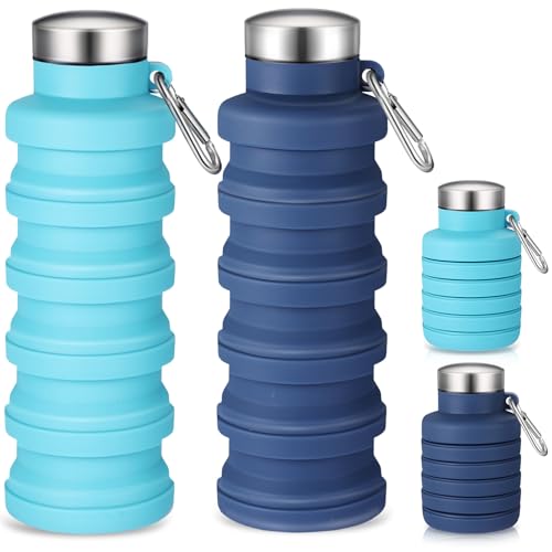 Baderke 2 Pcs Collapsible Water Bottles, 17oz, Navy Blue,Blue - color: Navy Blue,Blue