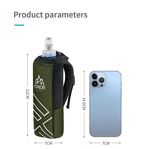 AONIJIE Running Water Bottle Handheld Hydration Pack with 500ml Soft Flask - color: Olive Green