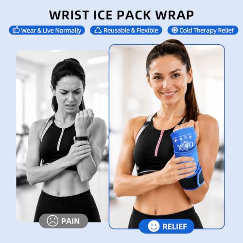 Wrist Ice Pack Wrap for Carpal Tunnel Relief, Gel Ice Packs for Injuries - color: Blue