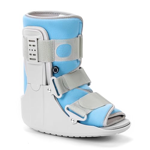 Jewlri Walking Boot for Broken Foot Injury, Air Cam Walker Boot, M - color: Grey & Light Blue, size: Medium
