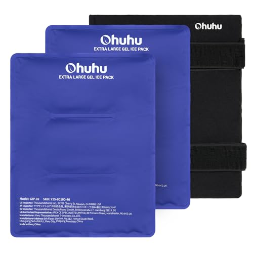 Ohuhu Ice Pack for Injuries Reusable 2 Pack 14"x11" Hot Cold Pack Wrap - color: Blue, size: 14"x11"(2 Pack)