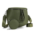 Montana West Crossbody Bag for Women, Vegan Leather Bum Bag with Coin Purse - color: Olive Green