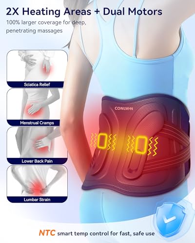 68" Cordless Heating Pad for Back Pain Relief, Lower Back Massager