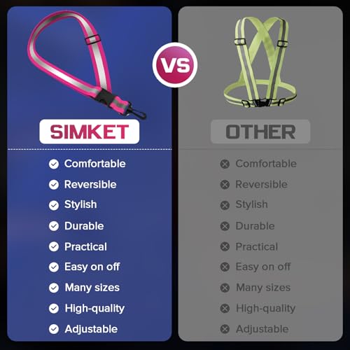 Reflective Sash for Night Walking, High Visibility Running Safety Gear with 2Pcs Reflective Armbands, Adjustable Cross-Body Reflective Belt for Men Women Kids, Essential Gear for Jogging Dog Walking - color: pink