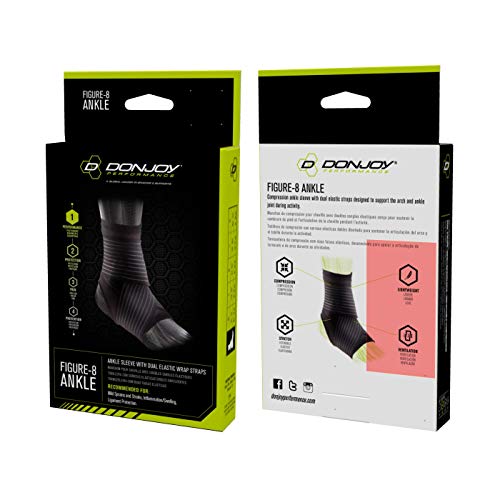 DonJoy Performance Figure 8 Ankle Sleeve with Straps for Moderate Support - Ankle Sprains, Strains, Inflammation, Swelling, Pain - size: Large