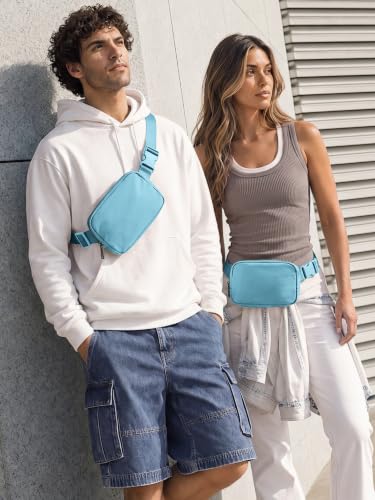 ODODOS Unisex Mini Belt Bag with Adjustable Strap Small Fanny Pack for Workout Running Traveling Hiking, Steel Blue - color: Steel Blue