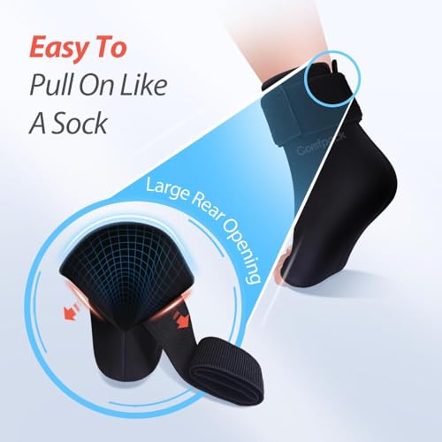 Comfpack Ankle Ice Pack Wrap for Swelling, 2PCS Gel Ankle Foot Ice Pack Wrap with Hot Cold Compression Pain Relief for Plantar Fasciitis, Sprained, Achilles Tendonitis, Heel Spur - size: Black