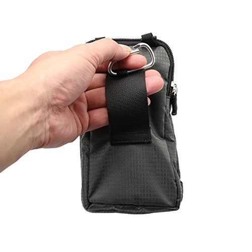 Vertical Phone Belt Purse, Cellphone Shoulder Bag Mens, 6.9 Inch Mobile Phone Holster Waterproof Cellphone Pouch Neck Wallet Mini Crossbody Bag Outdoor Passport Packet with Carabiner and Belt Loop - color: Dark Gray 6.9 Inch (10*18*3.5 CM)