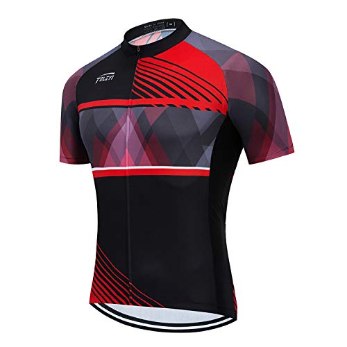 Cycling Jersey Men Bike Short Sleeve with 3 Rear Pockets,Reflective Breathable,Quick Dry,Bicycle Shirt S-3XL - color: Cc6473, size: Medium