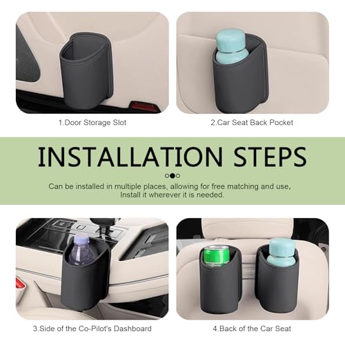 2 PCS Car Door Cup Holder, Clip On Storage Bag for Beverage Water Cup Mobile Phone, Multifunctional Waterproof Car Window Cups Holder, Universal Scratch-Resistant Backseat Storage Organizer