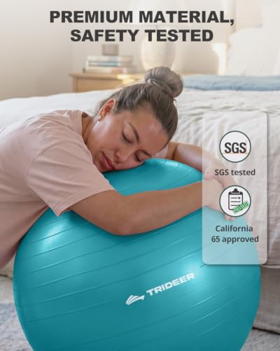 Trideer Yoga Ball for Exercise, Pregnancy, Exercise Ball, Pump Included - color: Turkis, size: M(19-22ines/48-55cm)