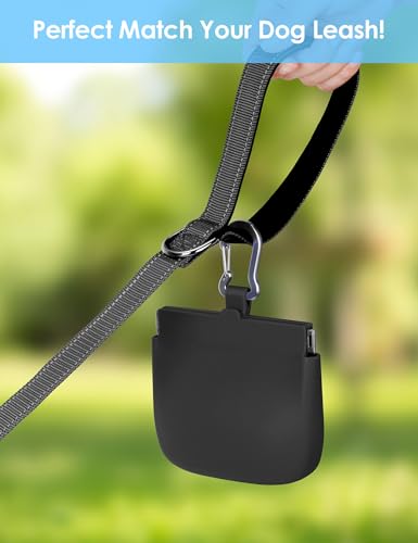 1Cup Silicone Dog Training Treat Pouch for Leash or Belt Loop(Black) - color: Black