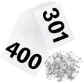 Running Bibs Race Competitor Numbers Waterproof Runners Race Numbers with Safety Pins for Marathon Races Events 5.9" x 7.9" - style: Number 301-400