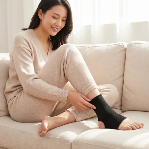Compression Ankle Sleeve, Ankle Brace Support Sleeve, Black 1 Pair