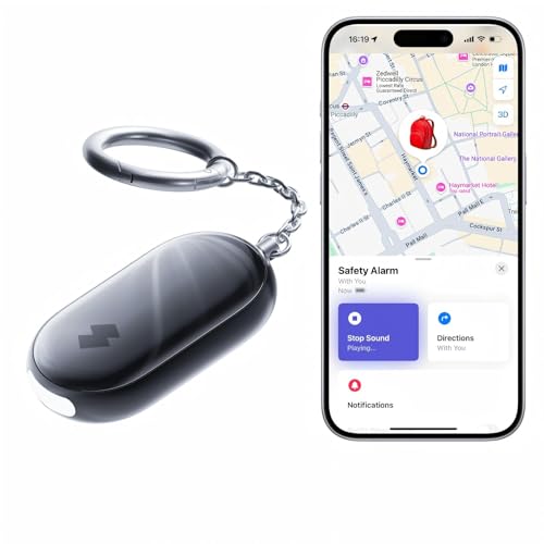 SwitchBot 130 dB Personal Safety Alarm for Women with Apple Find My APP, Extra-Loud Siren & Strobe Light, Waterproof Self Defense Keychain for Women, College Girls and Kids (Black) - color: Black