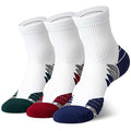 Hylaea Mens Quarter Running Socks for Athletic with Cushion Wicking Coolmax - color: Deep Blue Dark Green Red 3 Pairs, size: X-Large