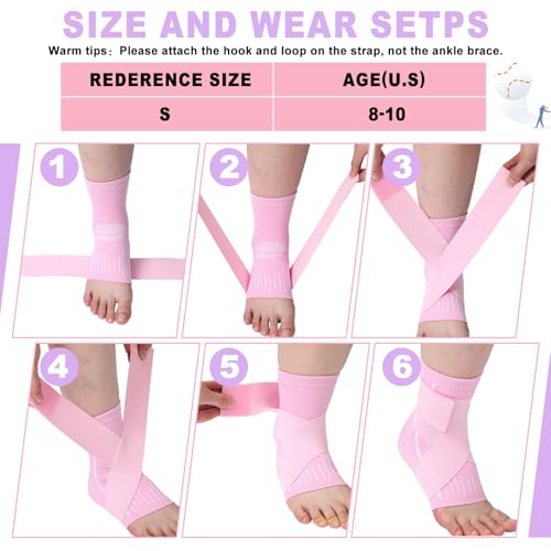 Tarpop 1 Pair Kids Ankle Brace Compression Support,Light Pink,Small - color: Pink, size: Small