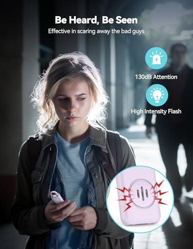 TECKNET Rechargeable Personal Safety Alarm for Women, 130dB Self Defense Keychain Alarm with SOS Strobe Light, Low Battery Notice, Personal Alarm Loud Siren Safety Keychain for Girls Kids Elderly - color: Lavender Purple