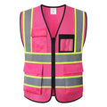 Reflective Safety Vest for Men Women Hi Vis Vest with 8 Pockets High Visibility Mesh Reflective Vest (Pink-07,Medium) - color: Pink, size: Medium