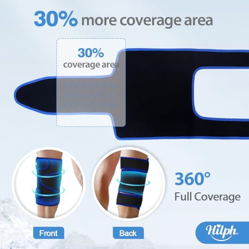 Hilph Knee Ice Pack Wrap, Adjustable Knee Brace with 2 Gel Ice Packs, Black - color: Black