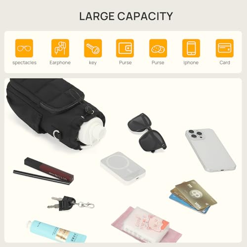 Telena Water Bottle Holder with Strap RFID Crossbody Bags for Women - color: Z-Black